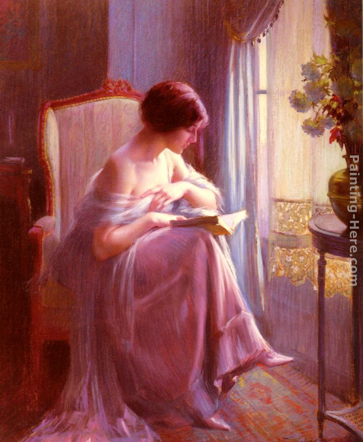 Young Woman Reading By A Window painting - Delphin Enjolras Young Woman Reading By A Window art painting